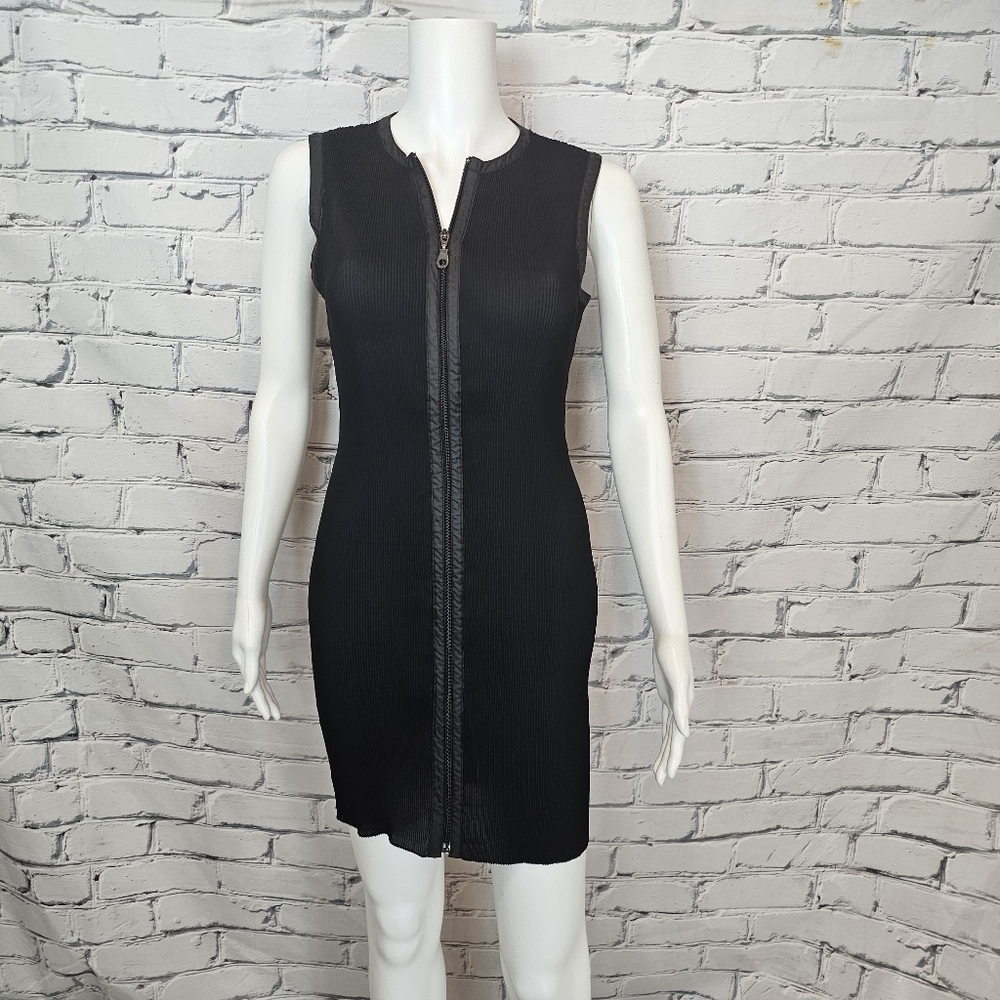 Vivienne Tam Black Pleated Zip Dress